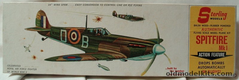 Sterling Spitfire MkI Drops Bombs Automatically In Flight - 24 inch Wingspan for RC, A19 plastic model kit